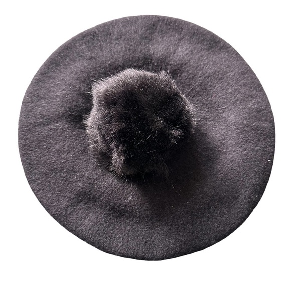 Revolve Black Beret with Pom Pom - Picture 2 of 6
